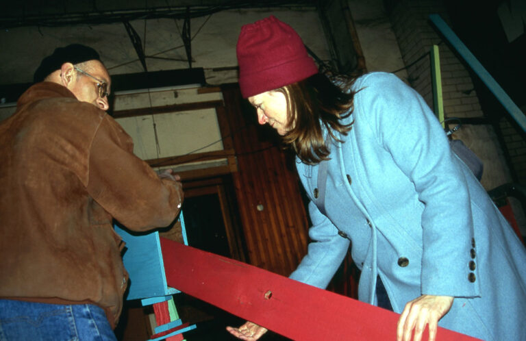 Playstation at Area 10. Interactive installation, Harald Smykla and Suzy Adderley playing, 2004.